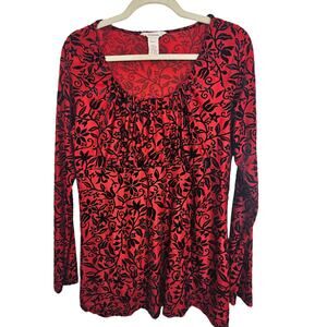 Sundance Womens Floral Velvet Burnout Top Size L Whimsigoth Witchy Vamp Boho
